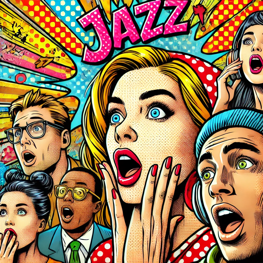 The 2024-07-16 clue: a pop-art crowd in shock under the word JAZZ